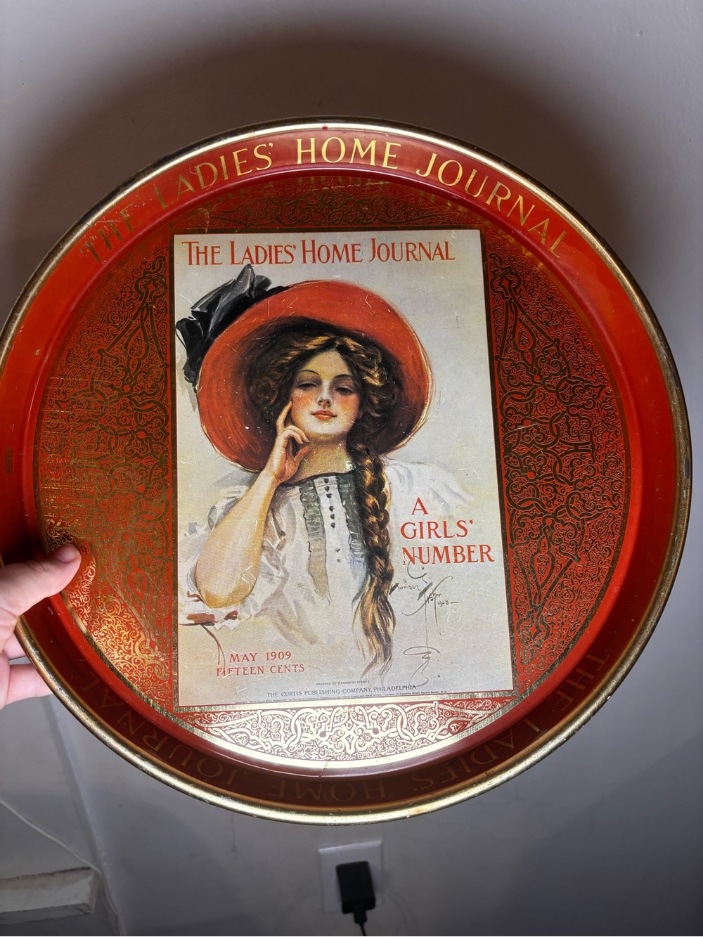 Vintage Ladies' Home Journal Decorative Tray - Red & Gold